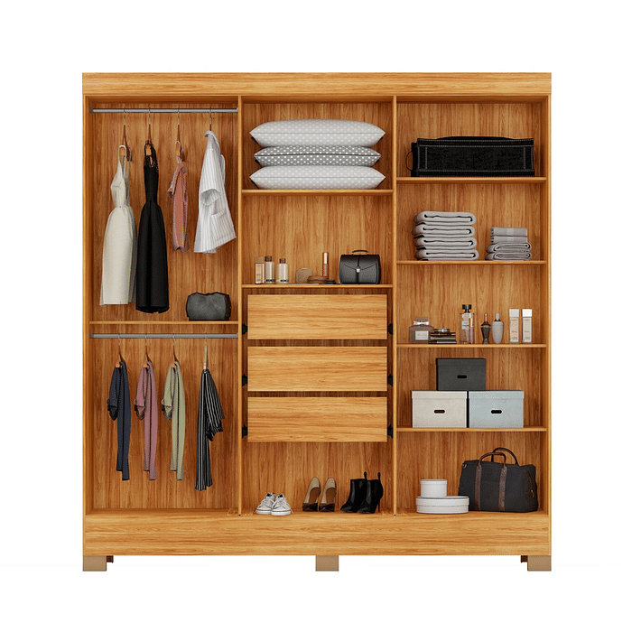 Guarda-Roupa Casal 6 Portas Pratico Cinamomo/Off White - Demobile