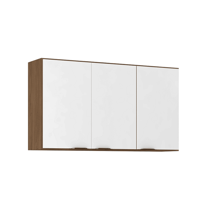 Armário Aéreo de Cozinha 3 Portas, Firenze 120cm - Demobile - Amêndoa com Branco