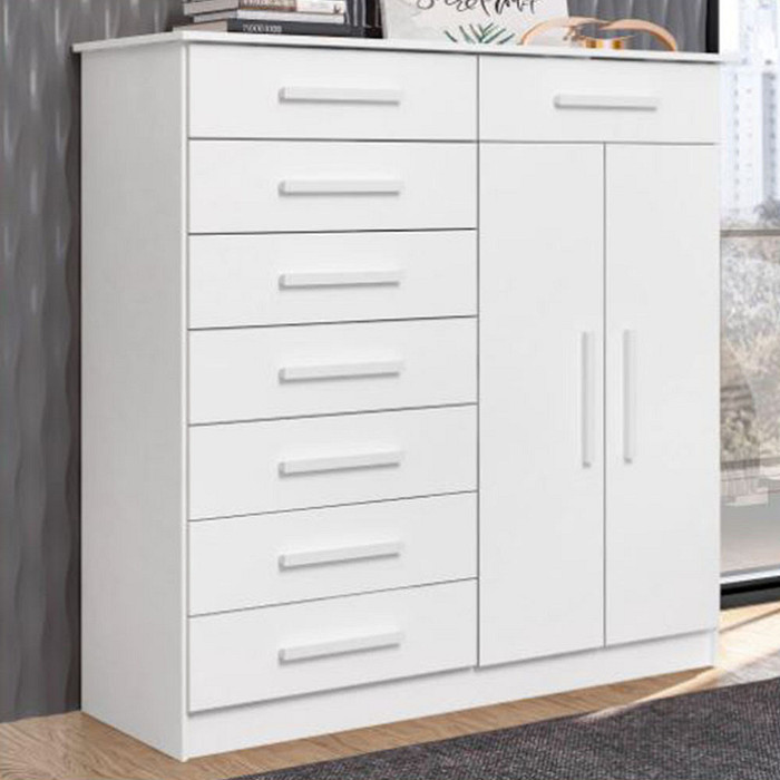 Cômoda para Quarto 8 Gavetas com Sapateira Albatroz New Verona Branco