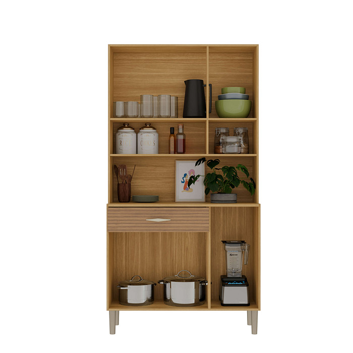 Armário de Cozinha Kit Golden 6 Portas Plus Freijó/Supremo/Ripado 100% MDF