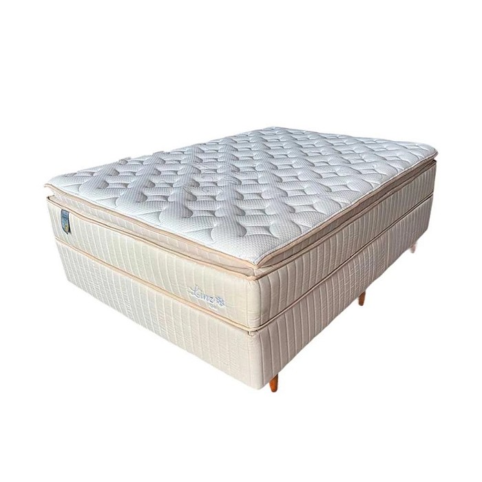 Conjunto Base Box + Colchão Casal Molas Ensacadas Linz Gel 138x188x69 Plumatex 