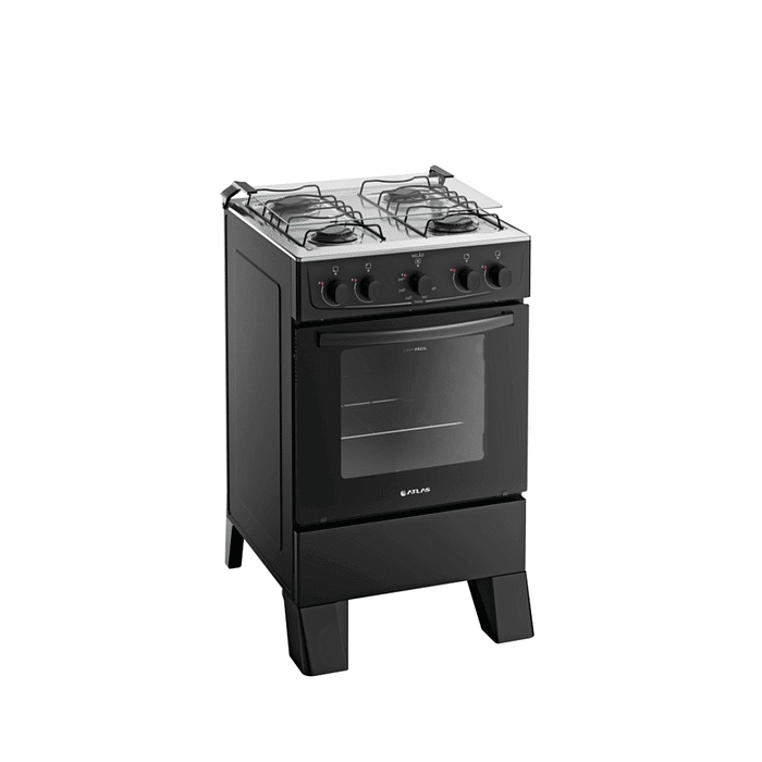 Fogão 4 Bocas Atlas Milão Acendimento Manual - Preto