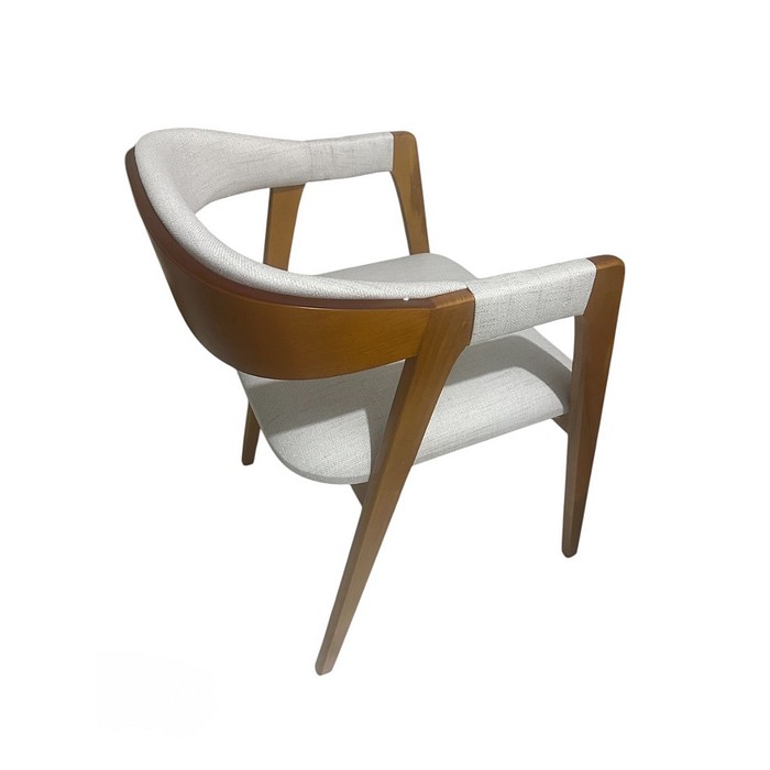 Poltrona Decorativa Veneza em Madeira Maciça Tecido Sky 01 - Mel