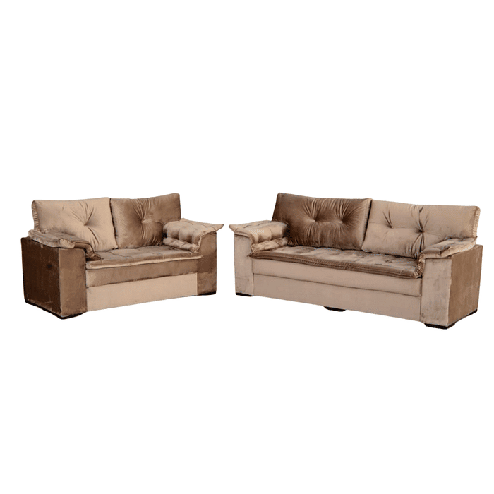 Sofá 3 e 2 Lugares Parma Bege - Malu Estofados