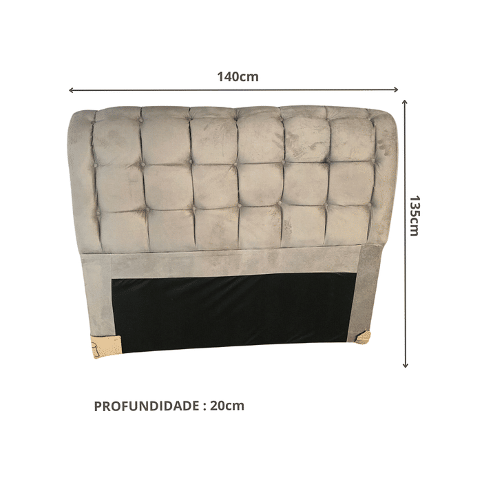 Cabeceira de Cama Box Casal 140cm Estofada Malu Vivace Grafite