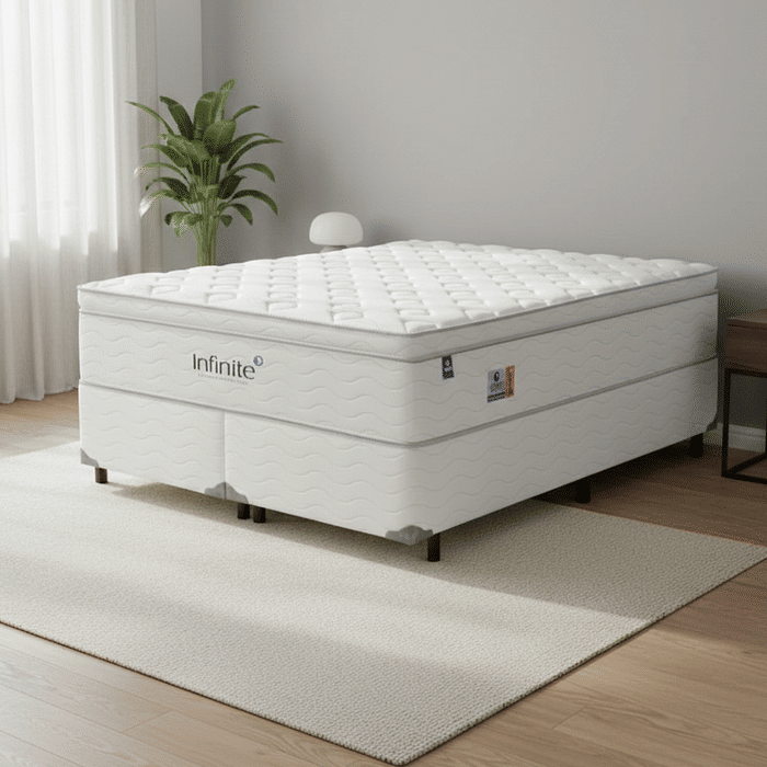 Conjunto Base Box com Colchão King Casal Molas Ensacadas Sonos Infinite 193X203X60