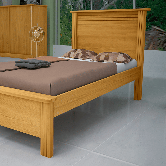 Cama Solteiro Plus em MDF Naturall - Bom Pastor