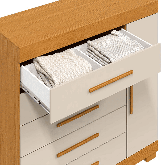 Cômoda em MDF 5 gavetas com Sapateira ACP Móveis Alissa Cinamomo/Off White