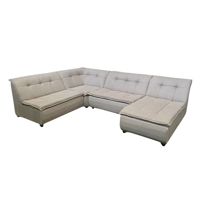 Sofá de Canto Vivace com Chaise 4 Peças Tecido Linho - Bege