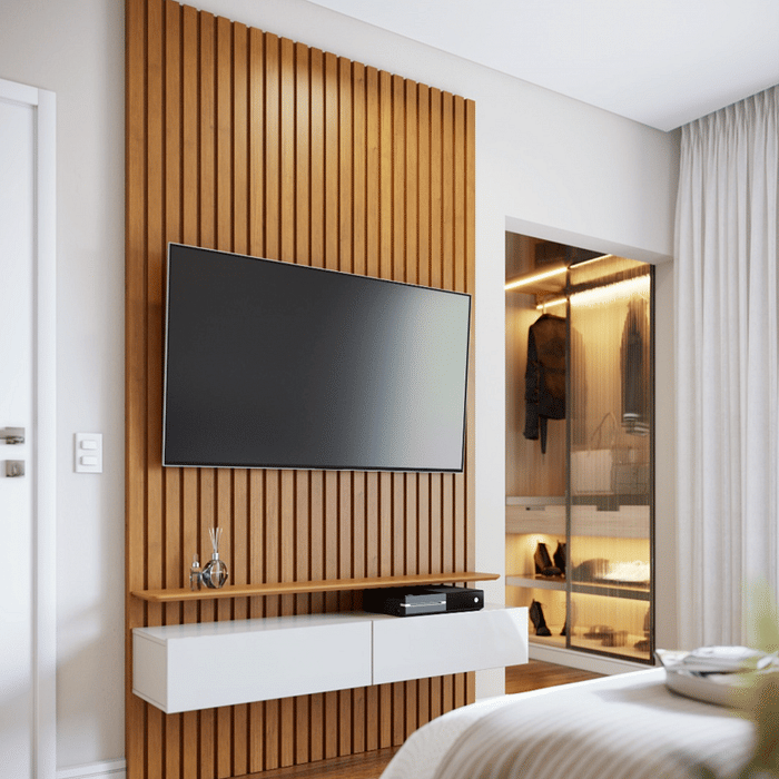 Painel Ripado para TV 55 Polegadas Imcal Slim 1.4 Nature/Off White