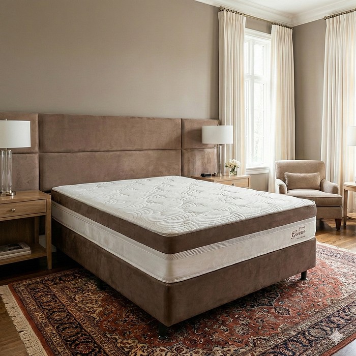 Cama Box Casal (Colchão + Base) Grécia 138x188 Molas Ensacadas Topázio