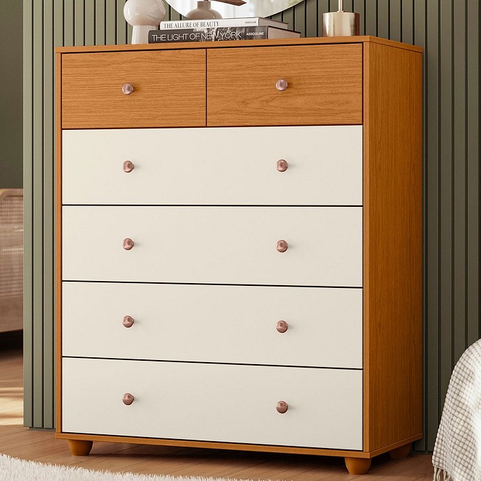 Cômoda para Quarto 6 Gavetas Albatroz Vittoria Cinamomo/Off White