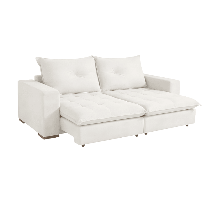 Sofá Cama, Retrátil e Reclinável - 2,40m Milano Design - Espuma D-33 - Molas Ensacadas - Marte Bege