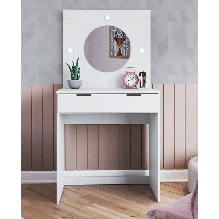 Penteadeira com Espelho e Led Melissa Branco Brilho Fiorello