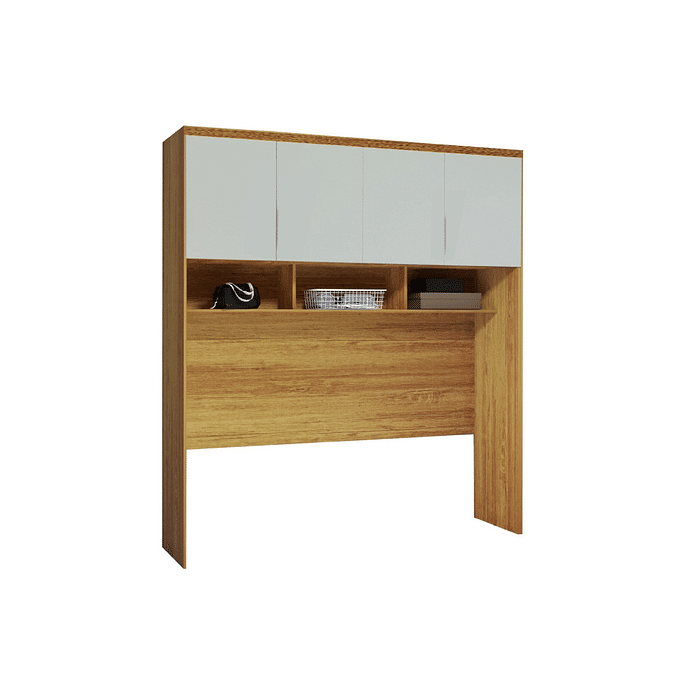 Modulo Guarda-Roupa Tivoli Aéreo com Cabeceira de Casal, 100% MDF Nature/Bege - Bom Pastor