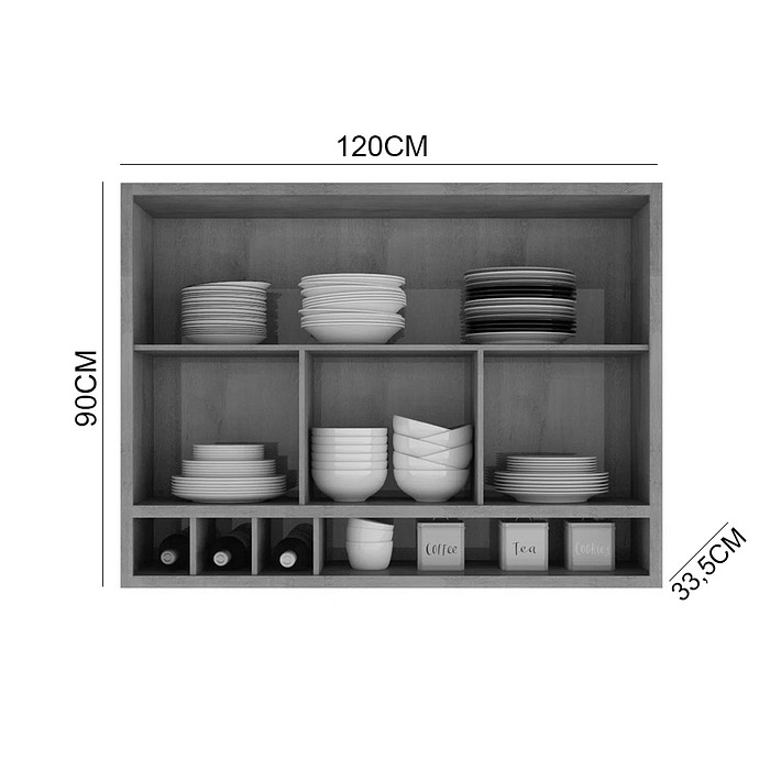 Armário de Cozinha de Parede 2 Portas Basculante Reflecta 120cm Ronipa Syrah Castanho/Chumbo