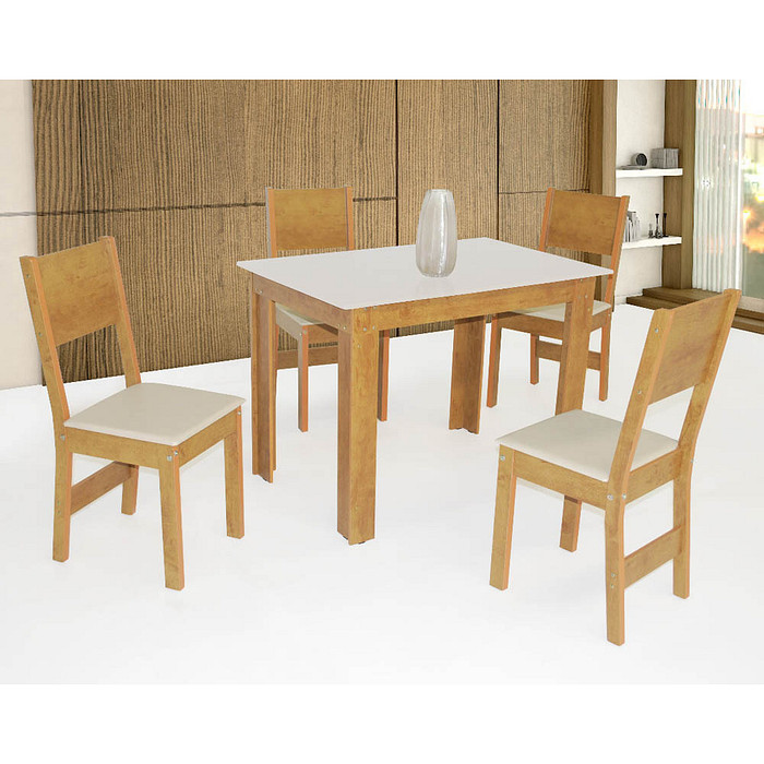 Mesa 4 Cadeiras Retangular 108x68 São Carlos Milena Freijó/Off White