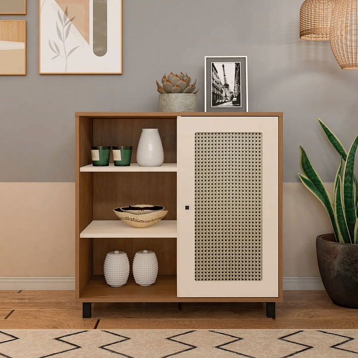 Buffet Charlotte 1 Porta 3 Nichos Cinamomo/Off White – Artely