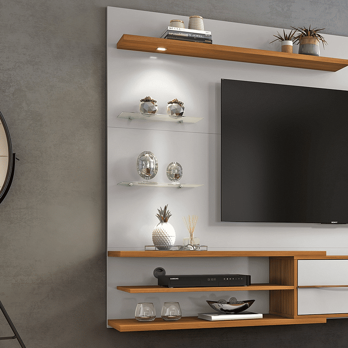 Painel Para Tv 60 Polegadas Notável NT1115 Off White/Freijo