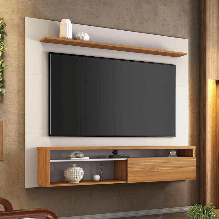 Painel NT1100 160 cm para TV até 65″ Notável Móveis Off White/Freijó Trend