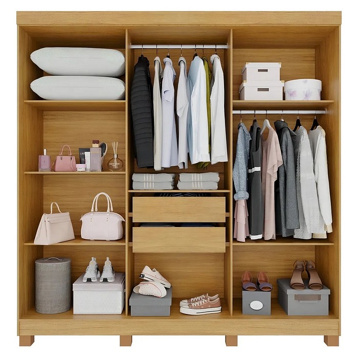 Guarda-roupa 6 Portas, com Espelho com Pés Madri Cinamomo/Off White - CHF Móveis