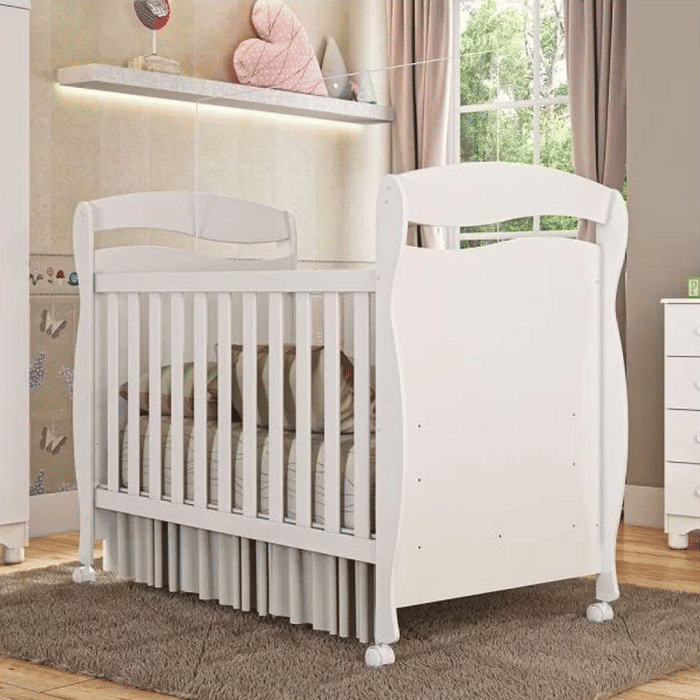 Berço Mini Cama Júnior 100% MDF Móveis Peroba Branco