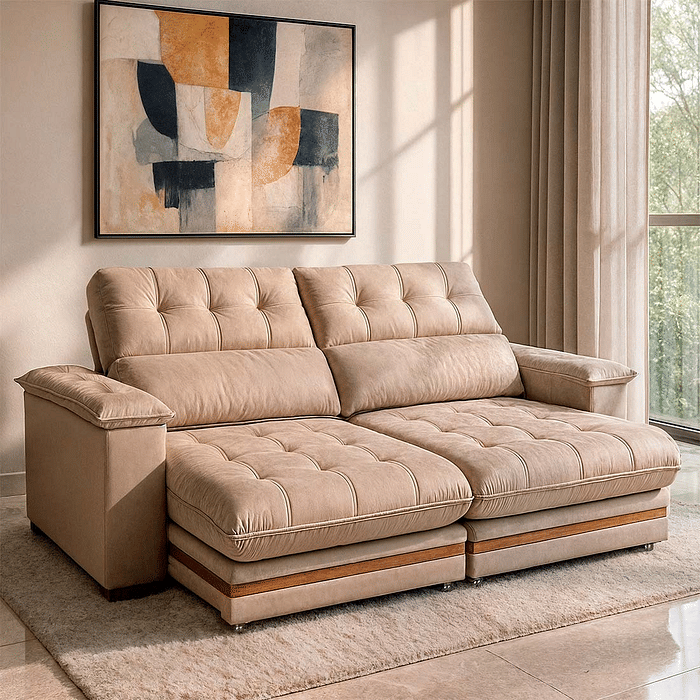 Sofá Retrátil e Reclinável Avila 250cm com Molas 3001 - Bom Pastor