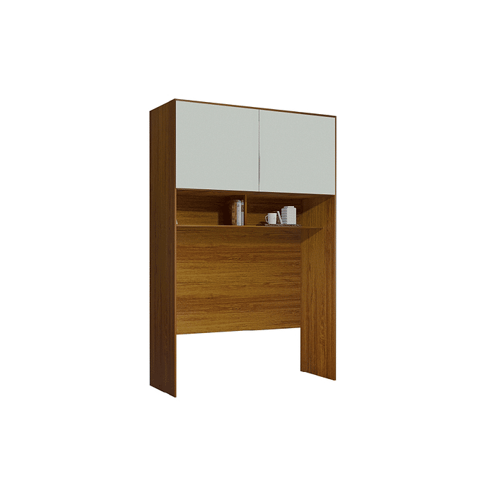 Modulo Guarda-Roupa Tivoli Aéreo com Cabeceira de Solteiro, 100% MDF Nature/Bege - Bom Pastor