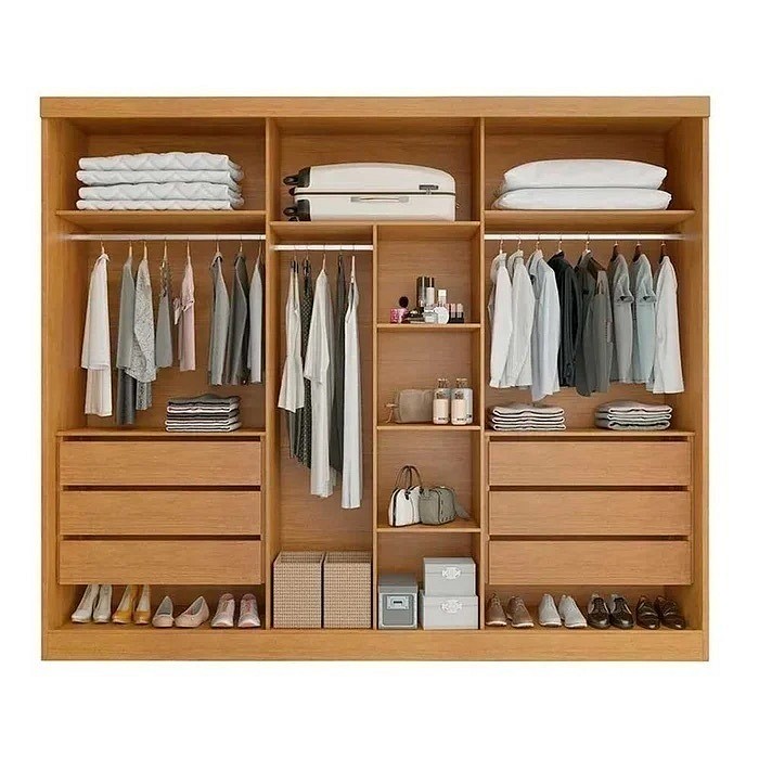 Guarda-Roupa Casal 6 Portas Alvorada Nature/Off White - Bianchi