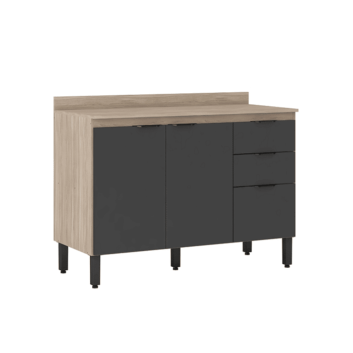 Balcão de Cozinha com Tampo, Firenze 120cm - Demobile - Avelã/Grafite