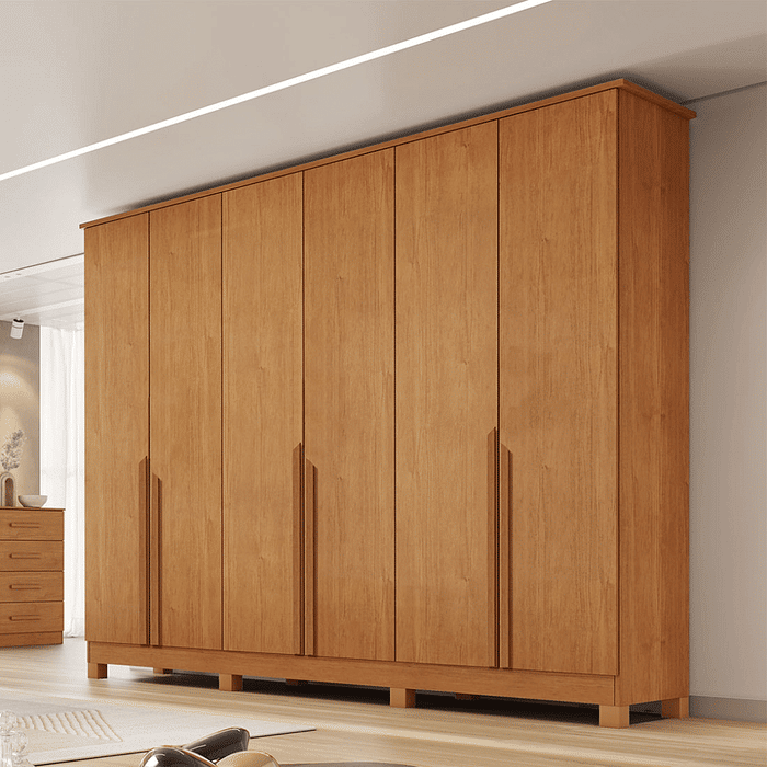 Guarda-Roupa Casal 100% MDF 6 Portas Bianchi, Bianca, Naturall