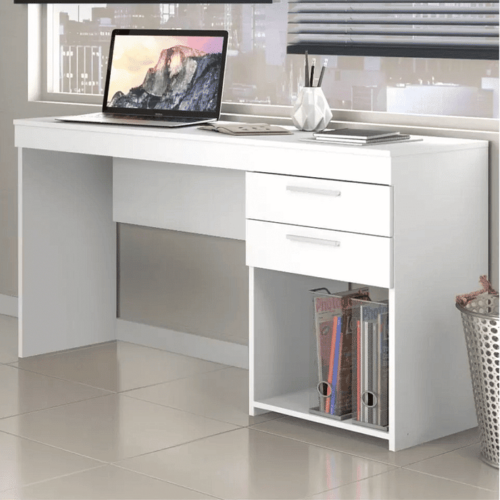 Escrivaninha/Mesa de Computador 2 Gavetas Office Branco - Notável