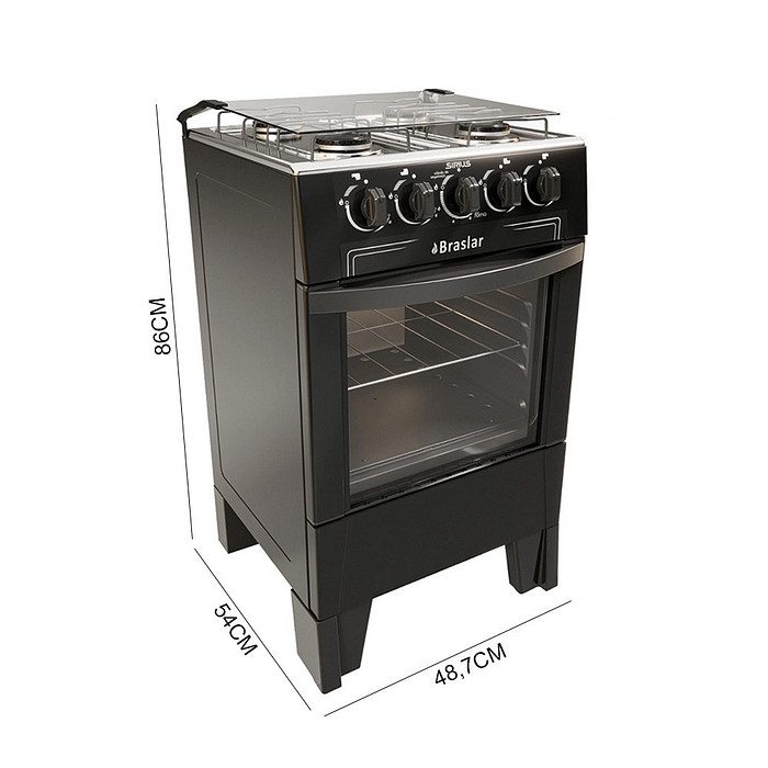 Fogão 4 Bocas Braslar Sirius Simples Preto