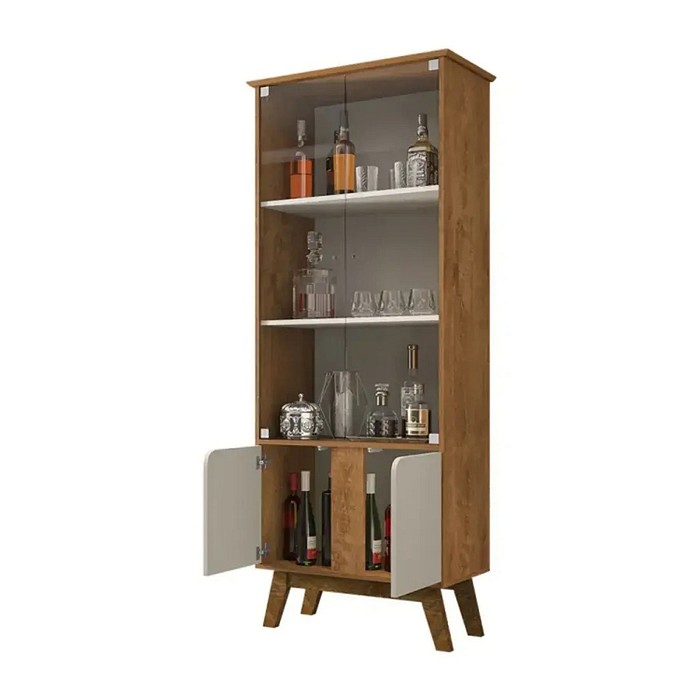 Cristaleira 2 Portas Madri Naturalle com Off White Bechara