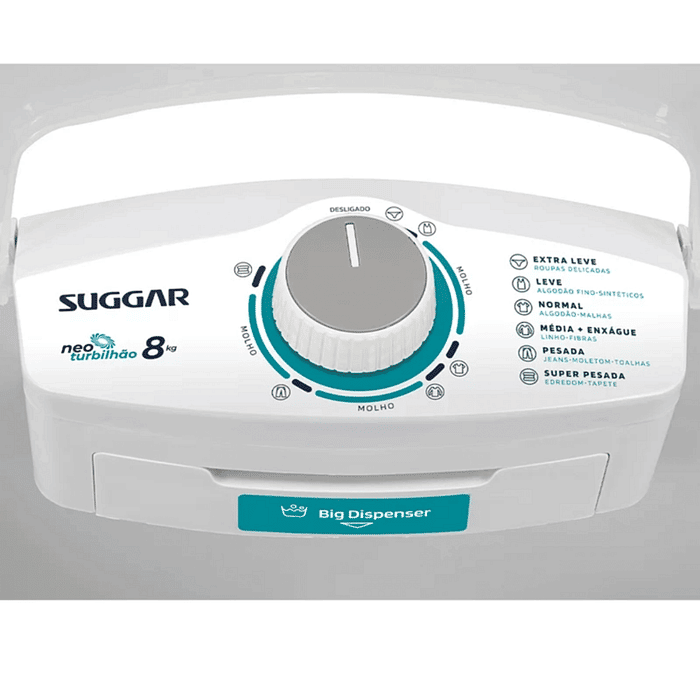 Tanquinho de Lavar Roupa Neo Turbilhão 8KG 127V LE8001BR Suggar Branco