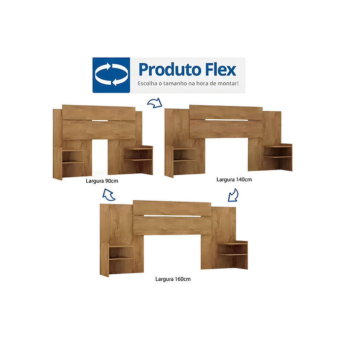 Cabeceira de Casal, Queen ou Solteiro em MDF Mila Extensível Avelã - Panan