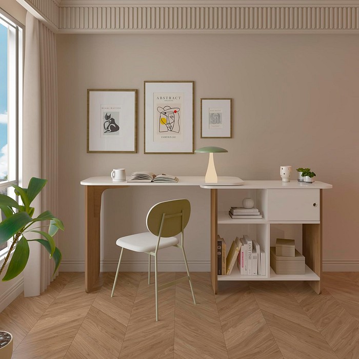 Escrivaninha Artely Nomad 1 Porta de Correr Cinamomo Off White