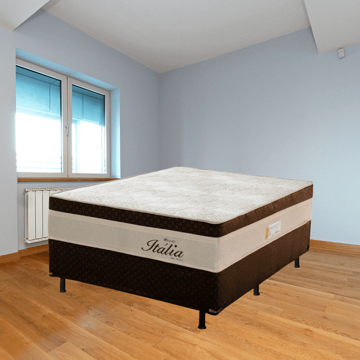 Cama Box Casal (Colchão + Base) Italia 138x188 Molas Ensacadas Topázio