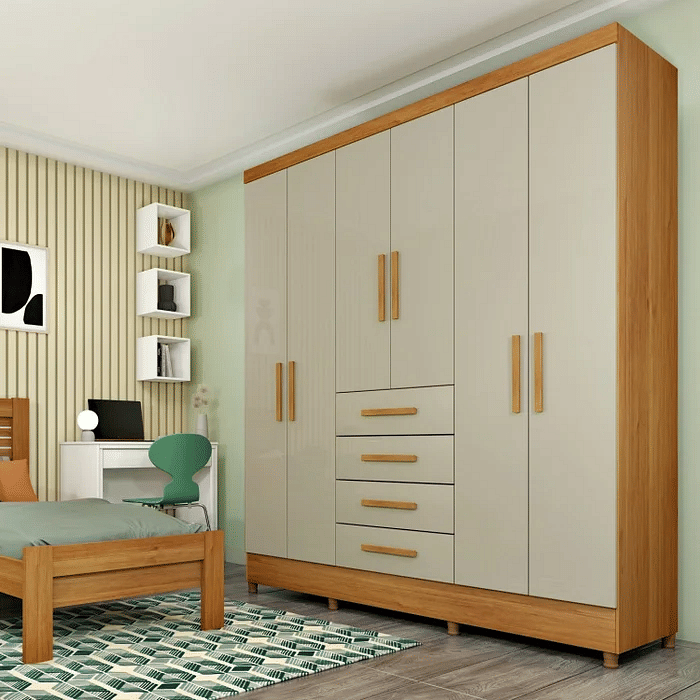 Guarda-Roupa Casal 6 Portas Tcil Móveis Arizona Cinamomo/Off White
