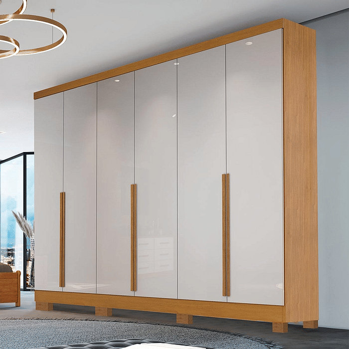 Guarda Roupa Casal Master 270 6 Portas, 100% MDF cor Nature/Off White - Bianchi