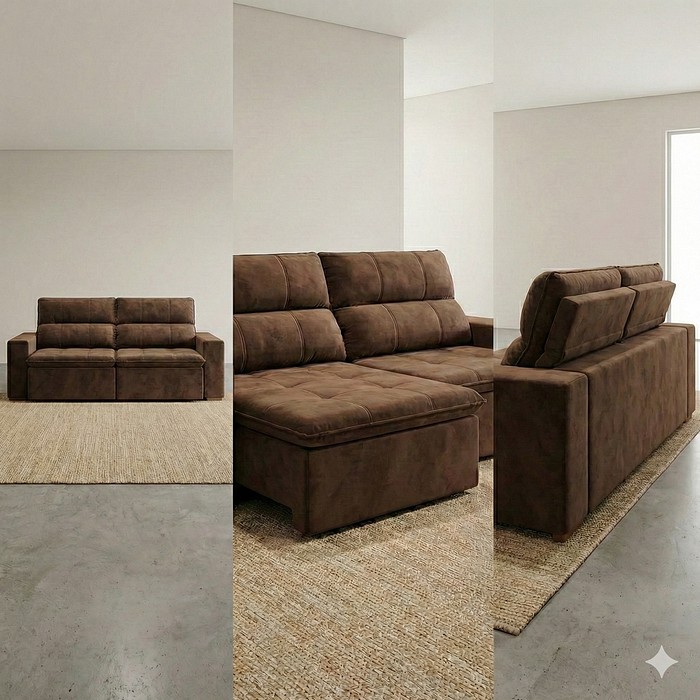 Sofá Retrátil e Reclinável Inovaflex Smart Milenium 3 Lugares Marrom