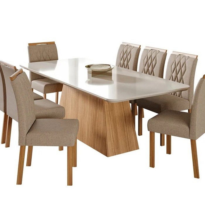 Sala de Jantar Mesa Helena com 8 Cadeiras Juliana  100% MDF 210X100 Retangular - Cimol