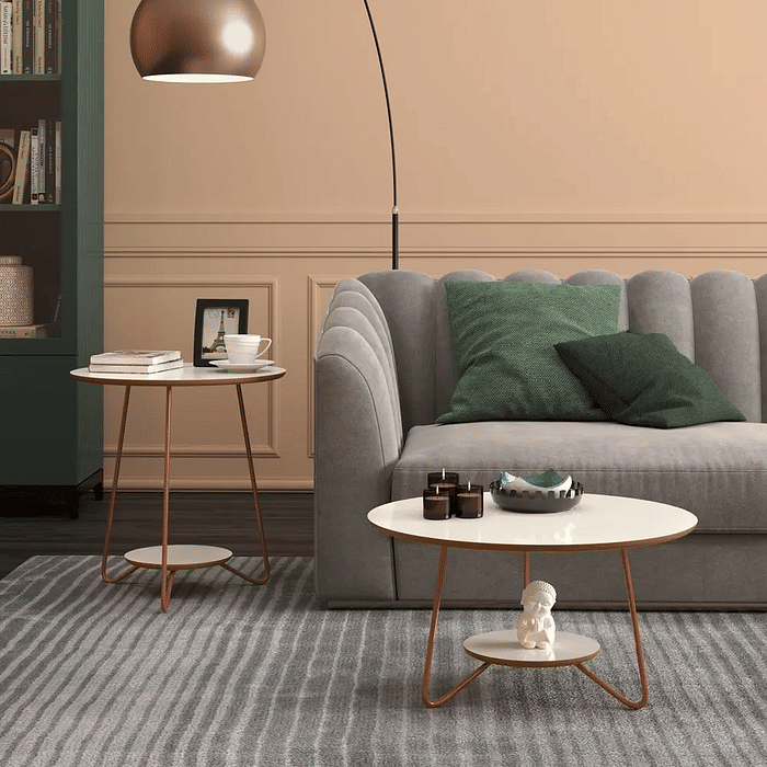 Conjunto Mesa de Centro e Apoio Liz Off White – EJ Móveis