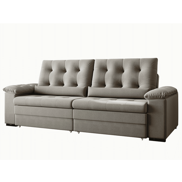 Sofá Retrátil e Reclinável 3 Lugares Columbus Bege 217 cm