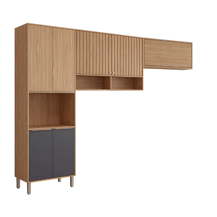 Cozinha Modulada em MDF 3 Peças MGM Divina Freijó/Titanium
