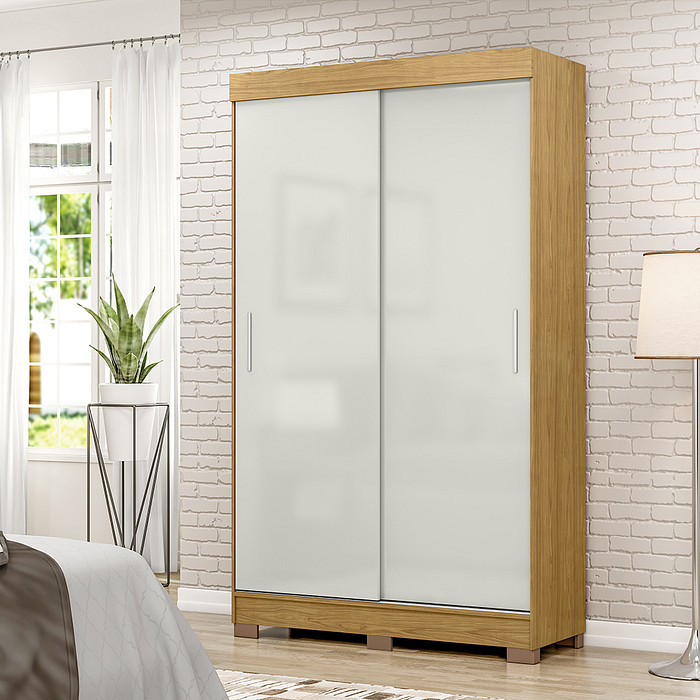 Guarda-Roupa Solteiro  2 Portas de Correr, Apiuna, Marrocos/Off White - MX Móveis