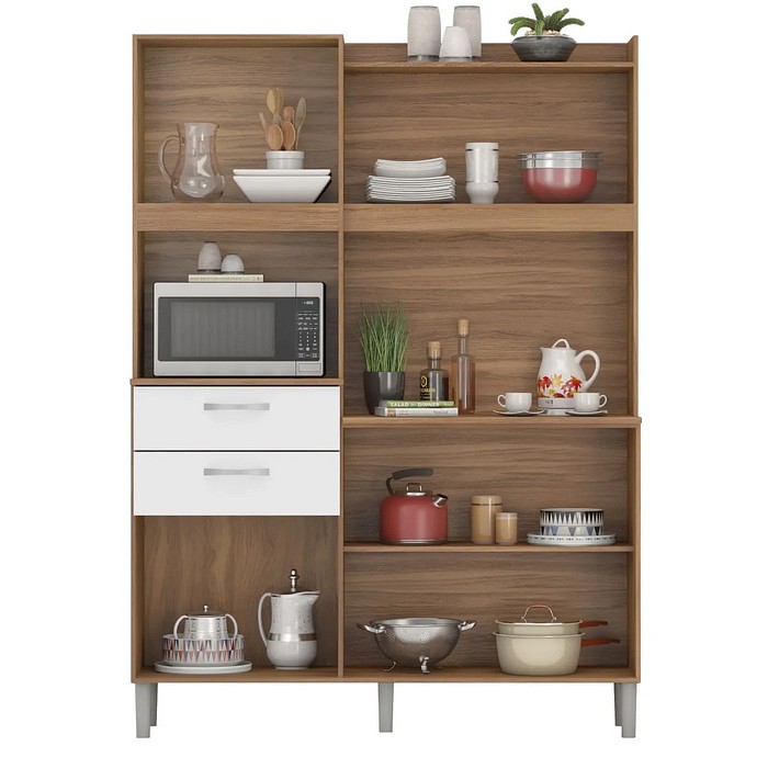 Kit Cozinha Compacta Harmonia 6 Portas 2 Gavetas Amêndola Branco – Demóbile