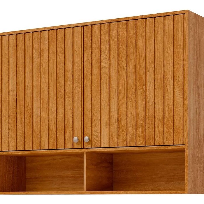 Armário de Cozinha de Parede em MDF com 2 Portas e Nichos 120cm MGM Divina Cinamomo