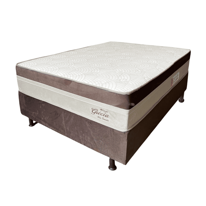 Cama Box Casal (Colchão + Base) Grécia 138x188 Molas Ensacadas Topázio