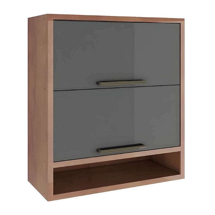 Armário de Cozinha de Parede 2 Portas Basculante 80cm Ronipa Syrah Castanho/Chumbo